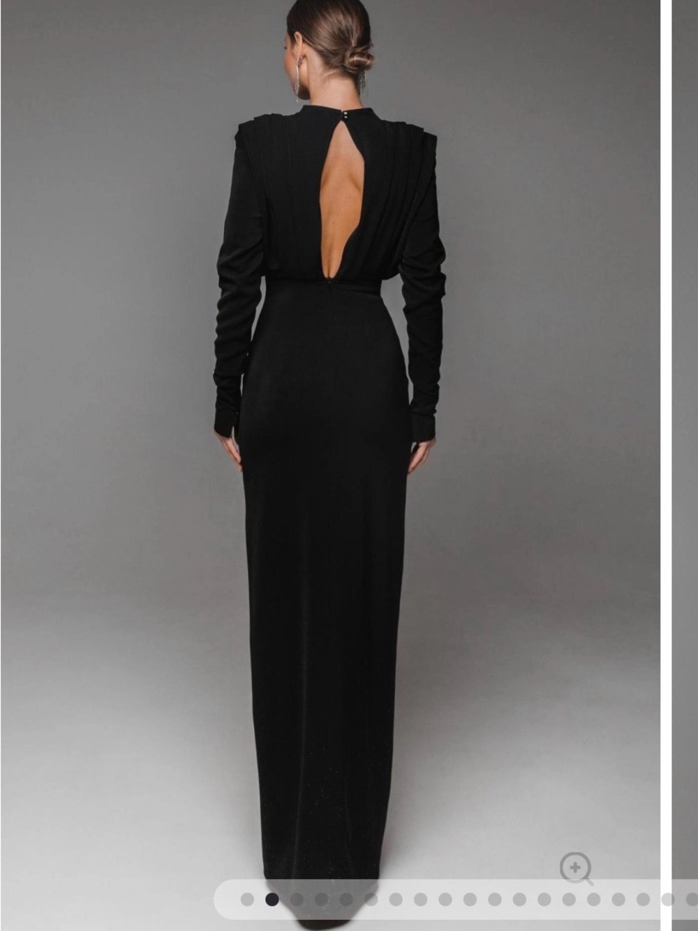 Chic Black Long-Sleeve Open-Back Evening Gown